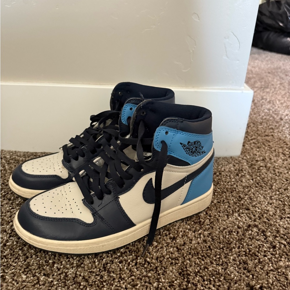 Nike Jordan 1 Blue and White High-Top Sneakers